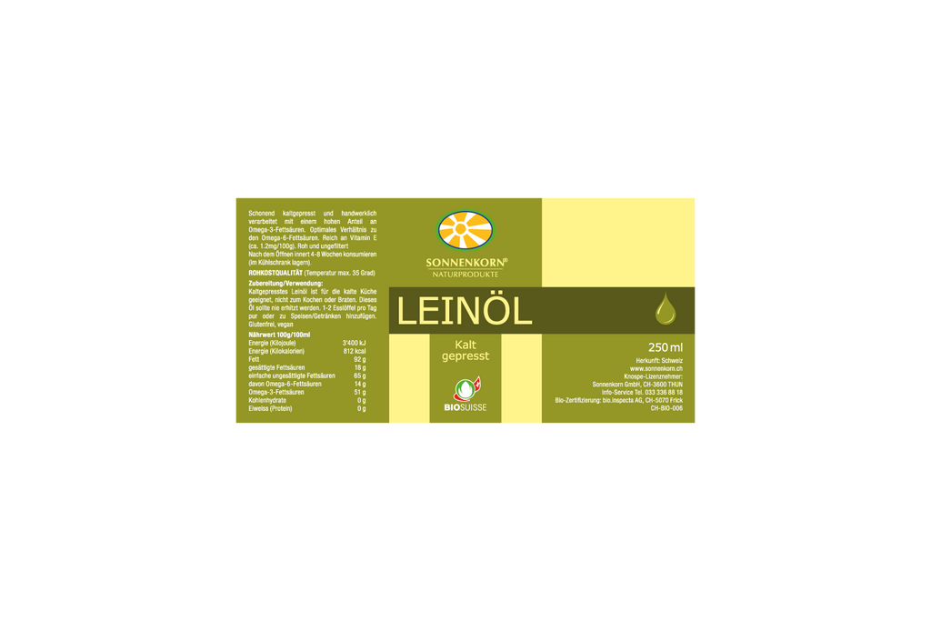 Sonnenkorn Leinöl kaltgepresst 250ml